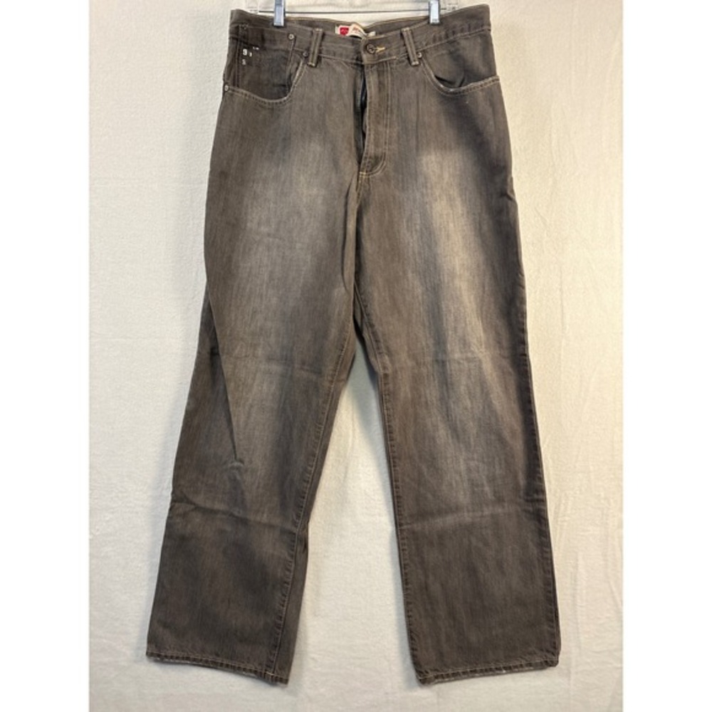96 North NYC Denim Company Gray Wash Jeans 34x32‎ Orange Stitch